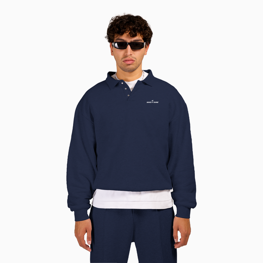 Signature polo sweater - Navy blue