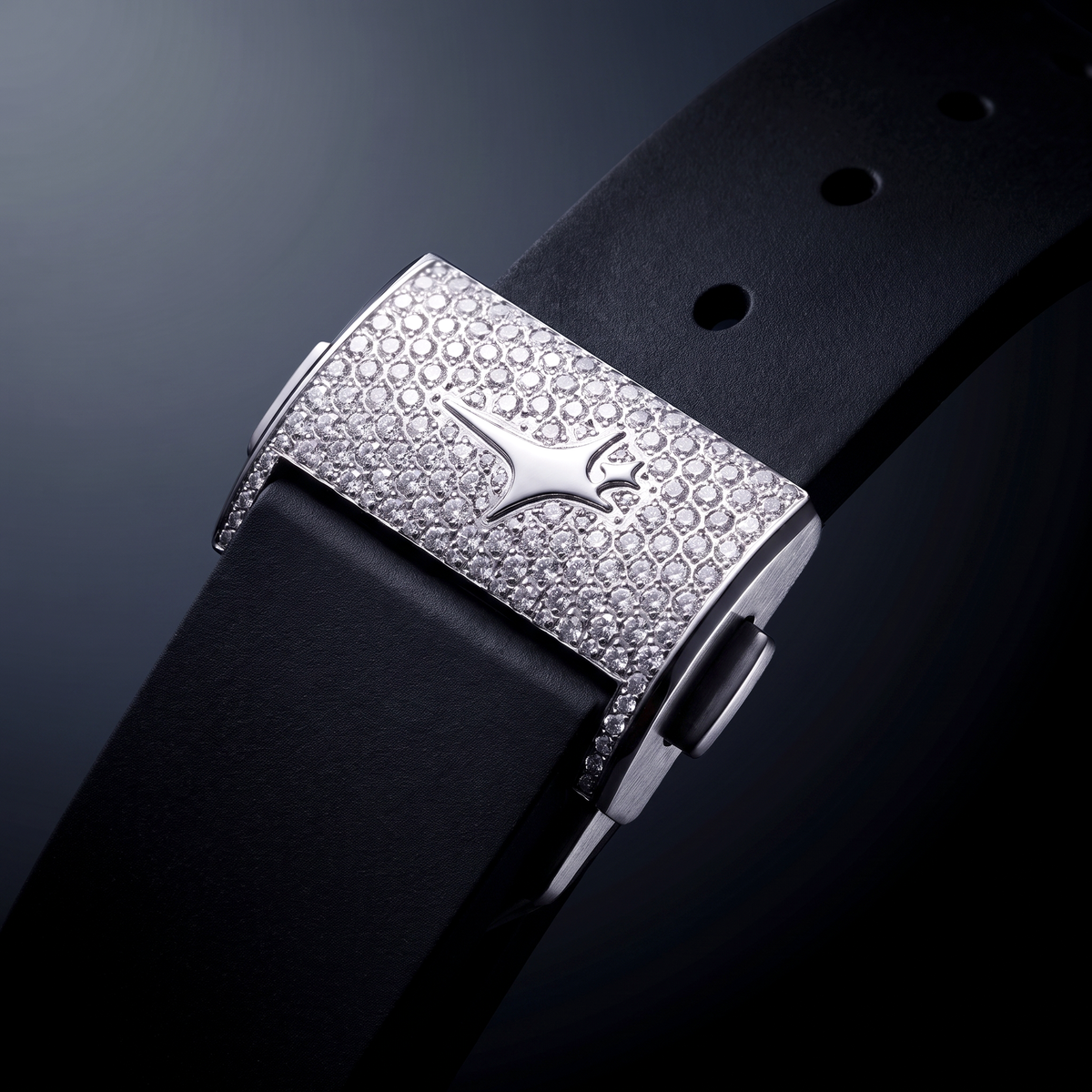 Iced ASON1 - Cadran Bleu & Bracelet Rubber - Moissanite VVS