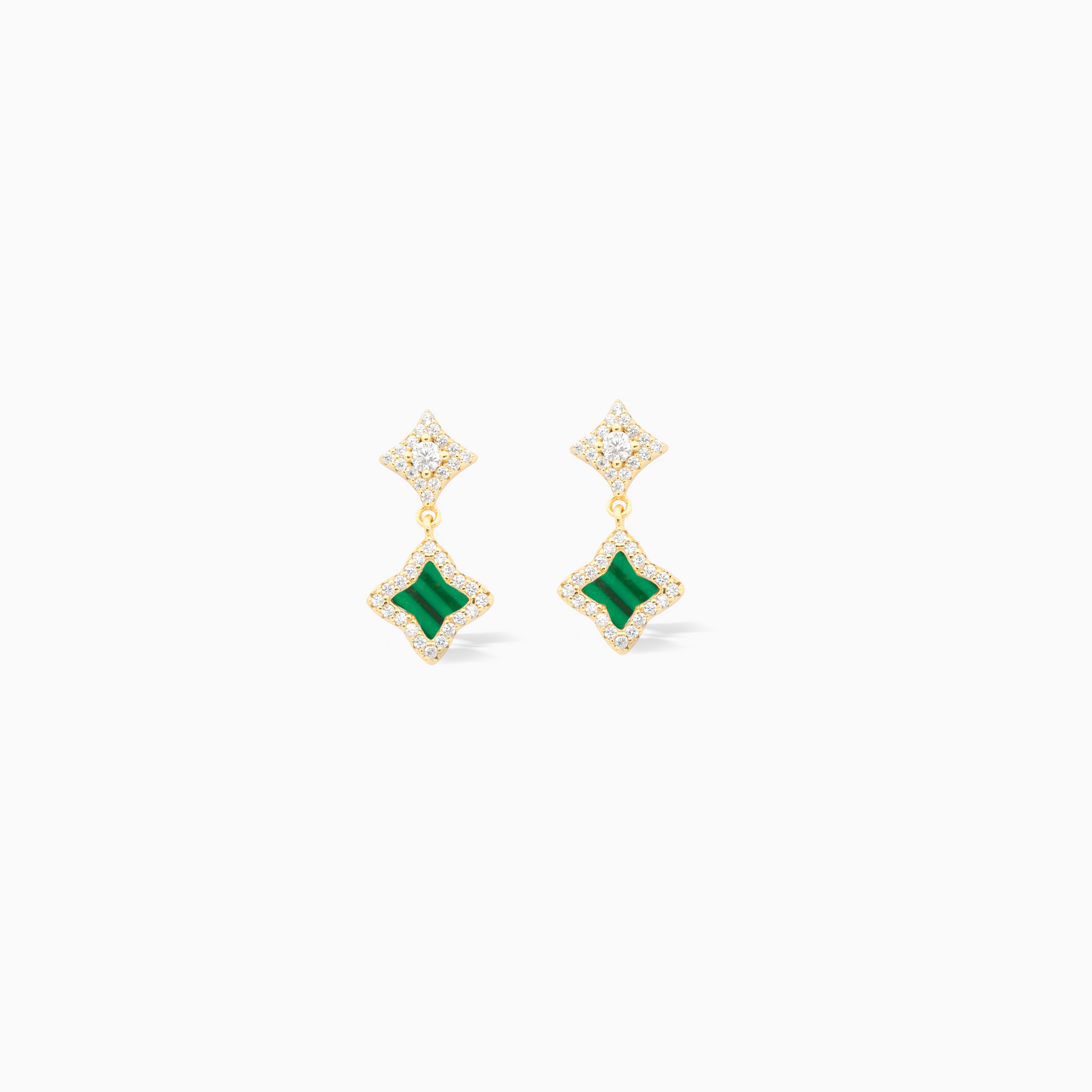 Stars & Flowers earrings dorées - Motif vert