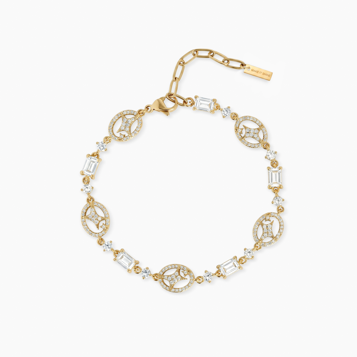 Bracelet Iced signature - Argent 925 / Dorure Or jaune & Moissanite VVS