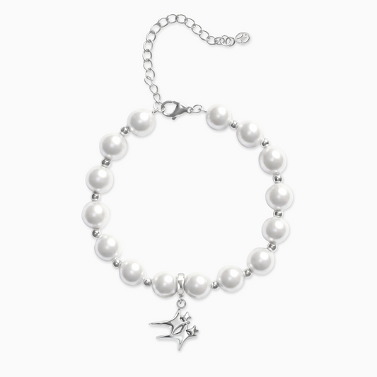 Double Stars Silver Beaded Bracelet
