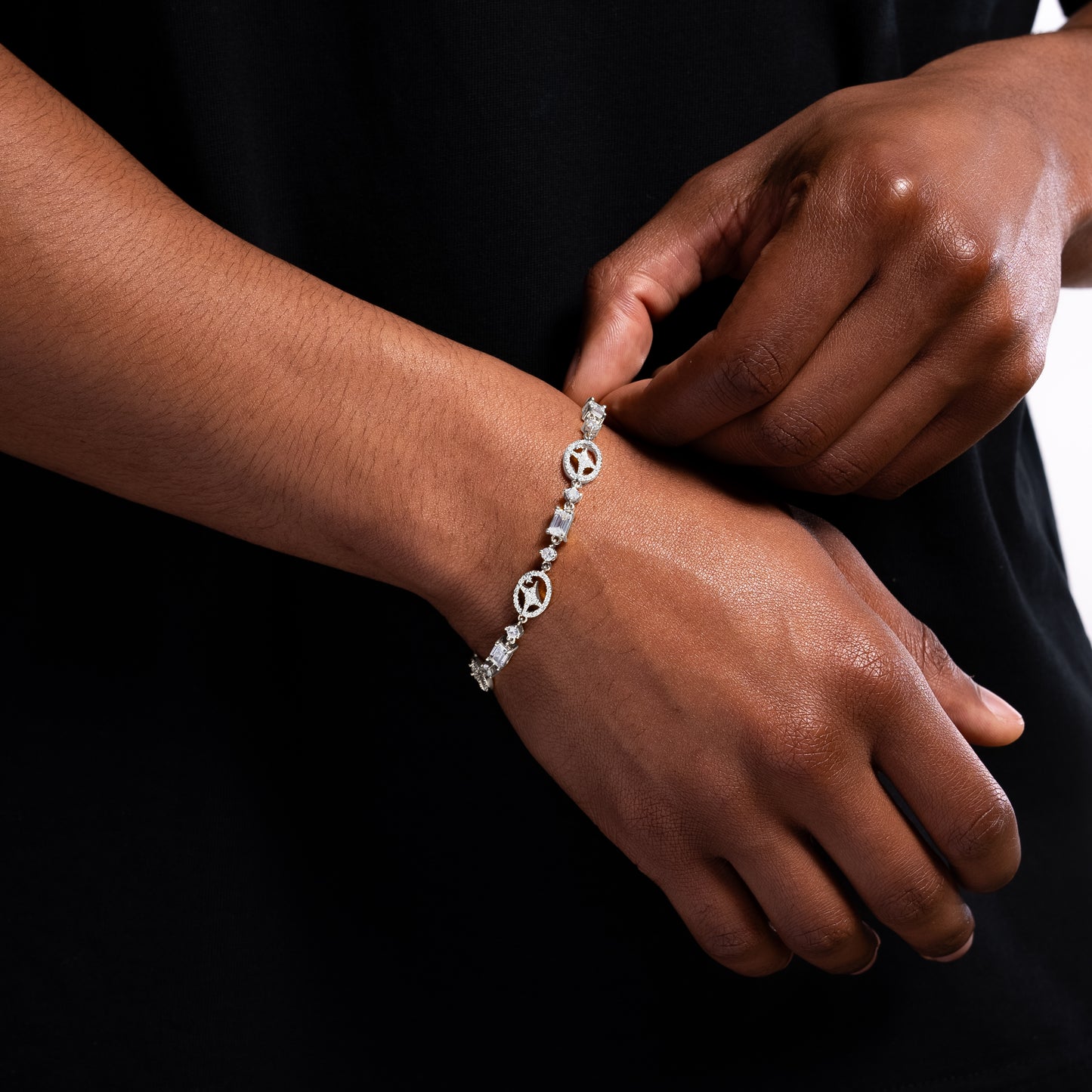 Silver signature Iced bracelet