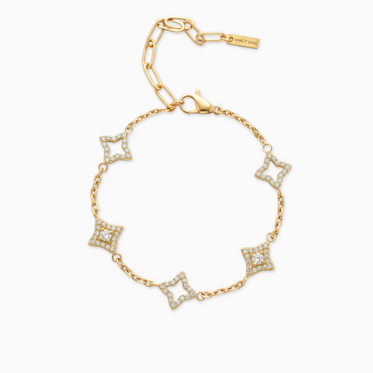 Bracelet Mixed Star & Flower Doré