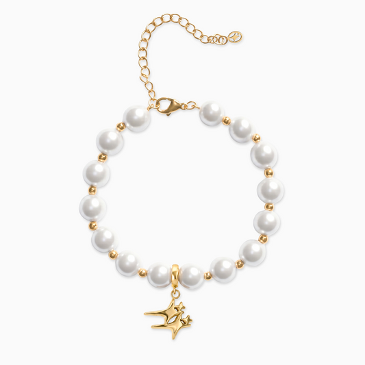 Pearl Double Stars Gold Bracelet