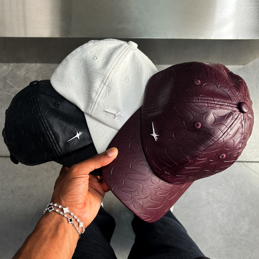 Leather Monogram Cap - Noir & Moissanite