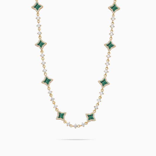 Gold Flower Cable Chain - Green