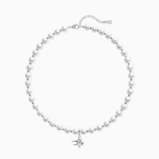 Silver Double Stars Beaded Chain