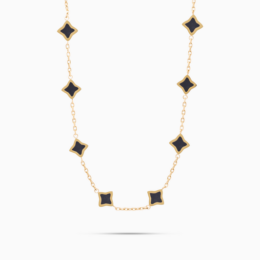 Gold Flower Cable Chain - Black