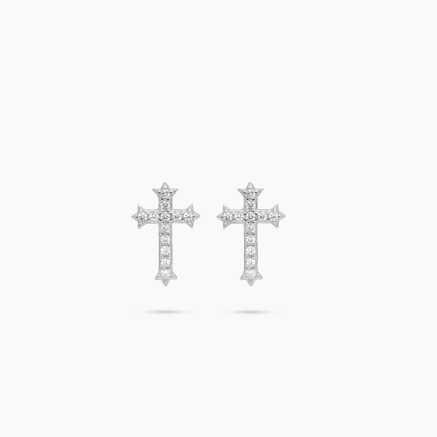 Iced crucifix earrings argentées