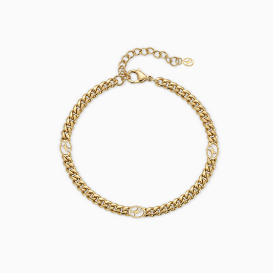 Bracelet Cuban link 4 mm Signature Doré