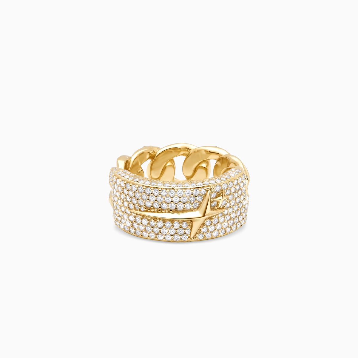 Iced Icon Cuban link Plate ring - Argent 925 / Dorure Or jaune & Moissanite VVS