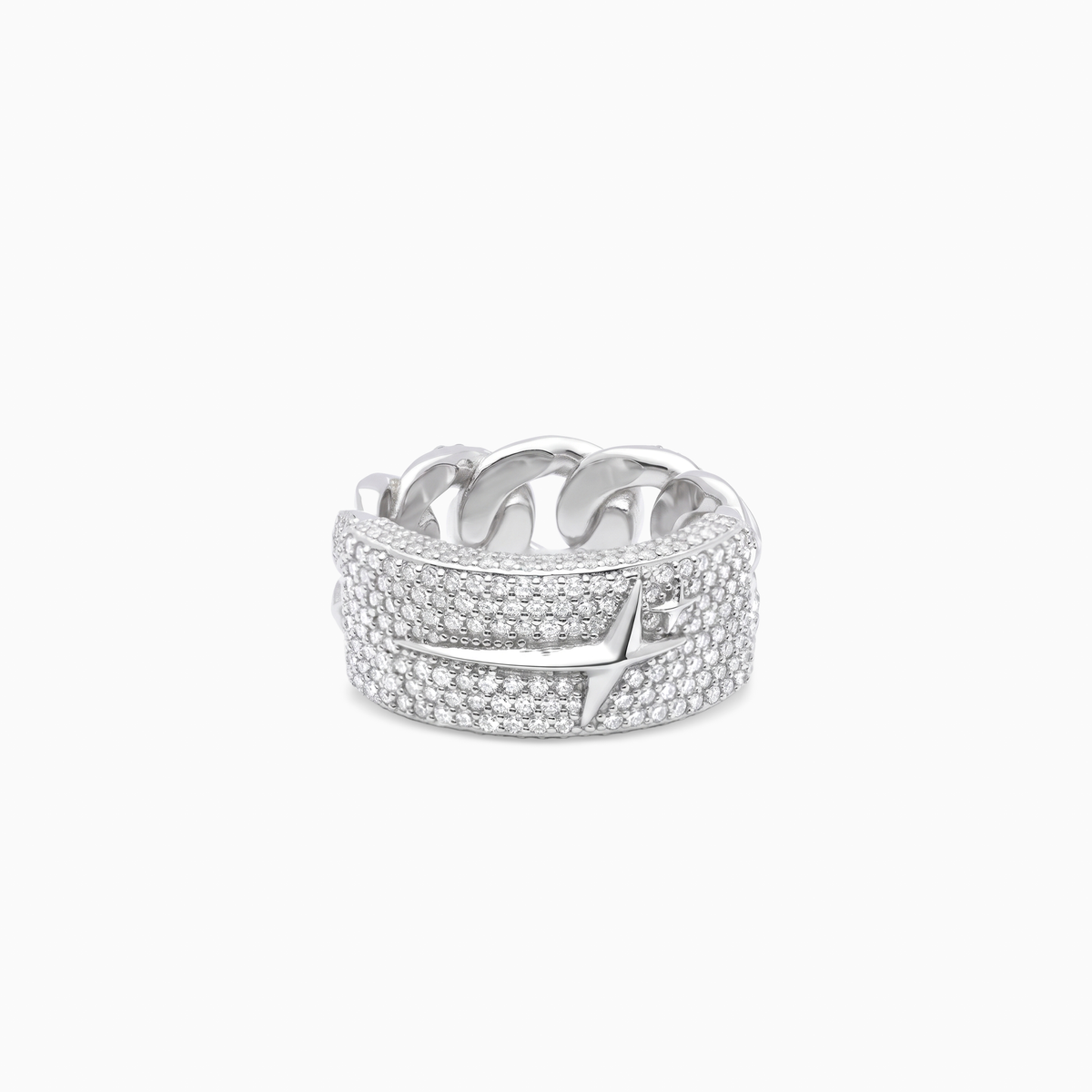 Iced Icon Cuban link Plate ring - Argent 925 / Moissanite VVS