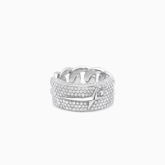 Iced Icon Cuban link Plate ring - Argent 925 / Moissanite VVS