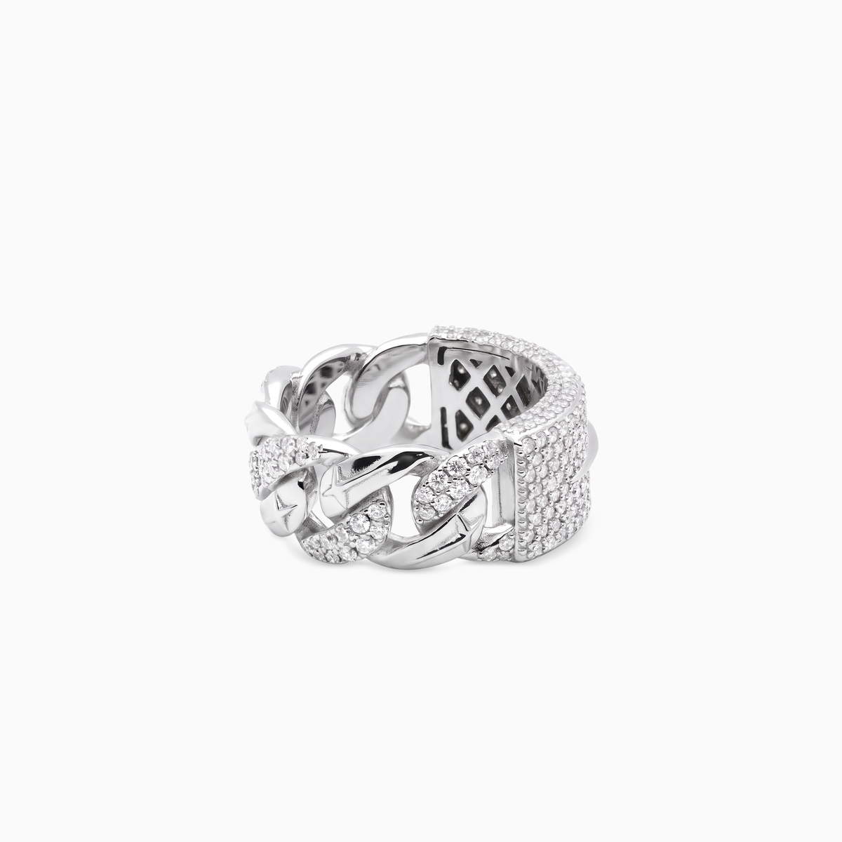 Iced Icon Cuban link Plate ring - Argent 925 / Moissanite VVS