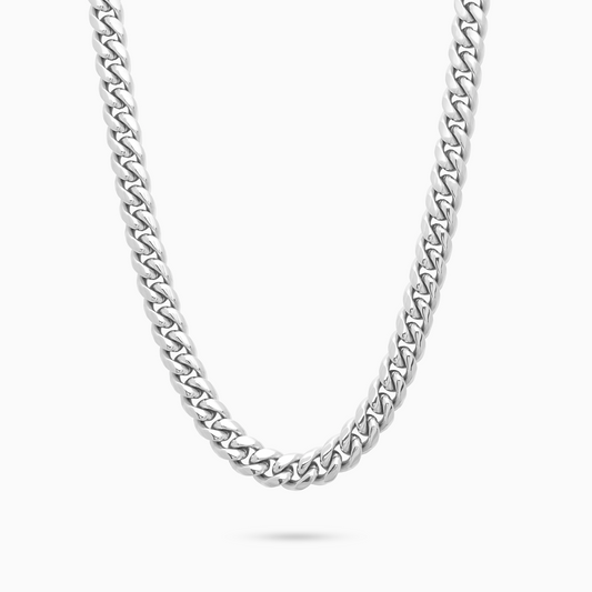 Cuban link chain 8 mm silver