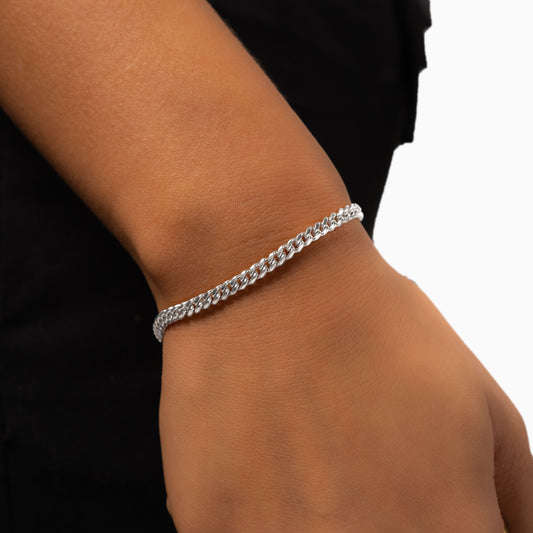 Cuban link bracelet 3 mm silver