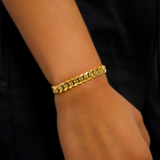 Cuban link bracelet 8 mm gold