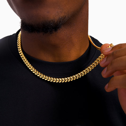 Chaîne Cuban link 8 mm dorée