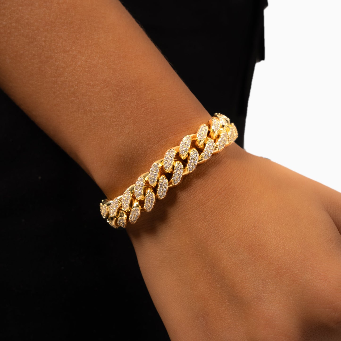 Bracelet Iced Cuban link 12 mm doré