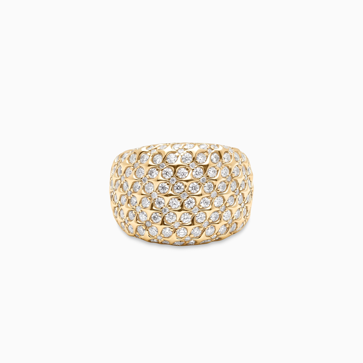 Iced Starfield Round signet ring - Argent 925 / Dorure Or jaune & Moissanite VVS