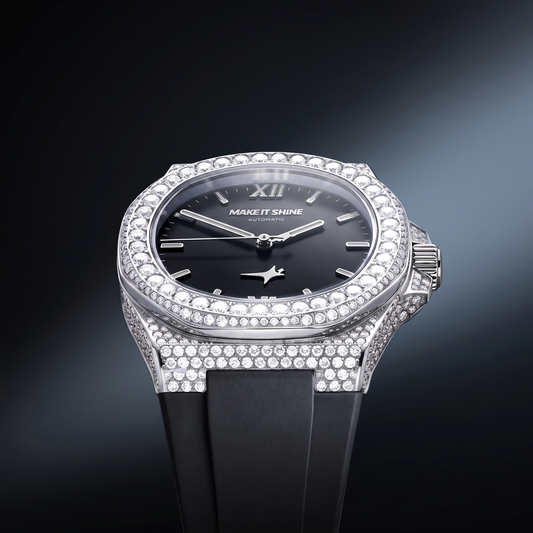 Iced ASON1 - Cadran Noir & Bracelet Rubber - Moissanite VVS