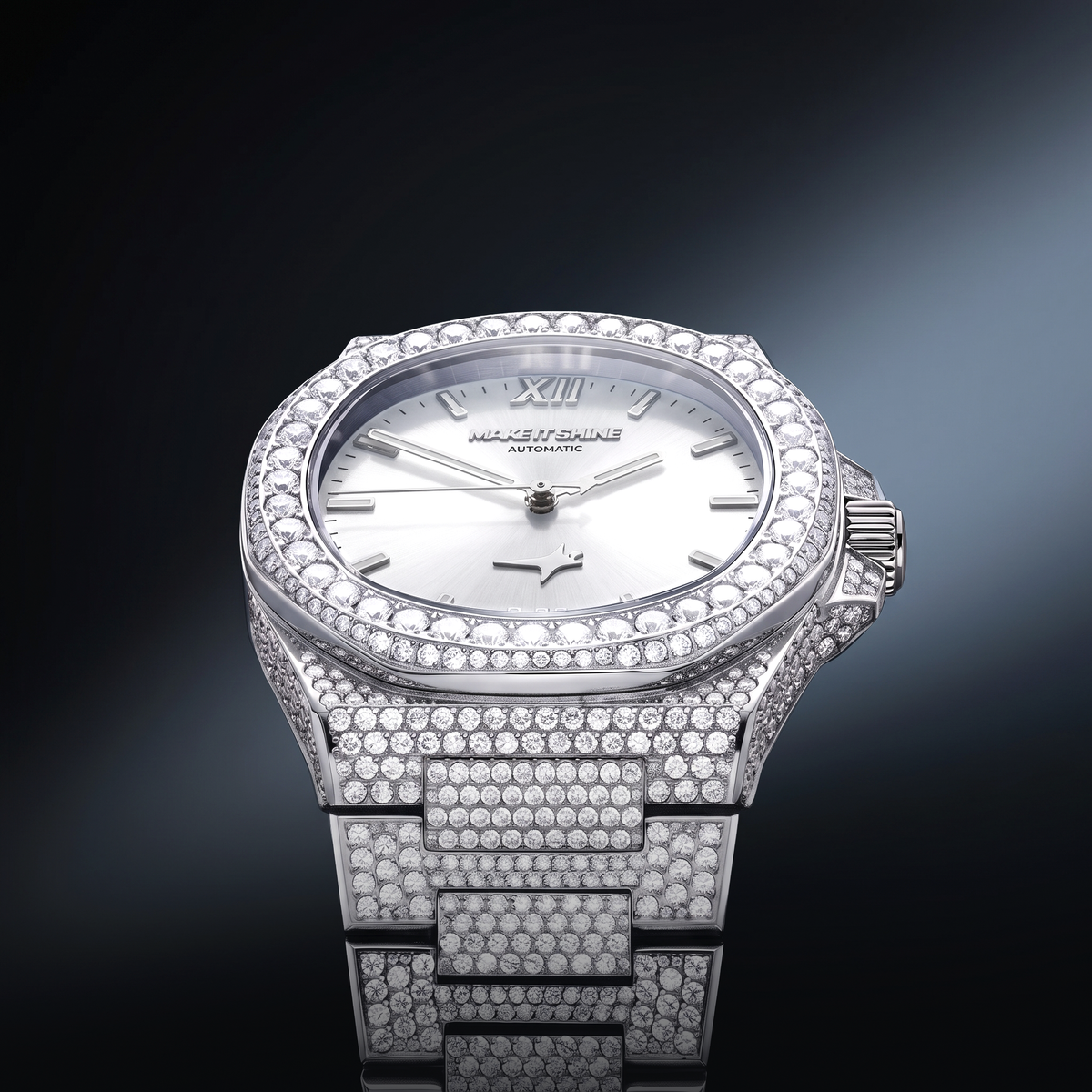 Iced ASON1 - Cadran Blanc & Bracelet Acier inoxydable 316L - Moissanite VVS