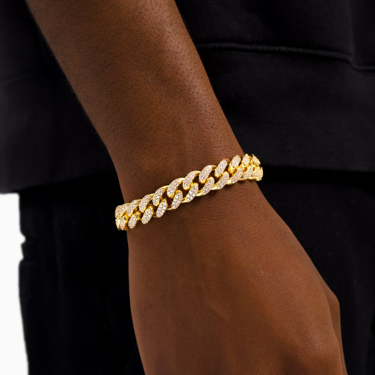 Bracelet Iced Cuban link 12 mm doré