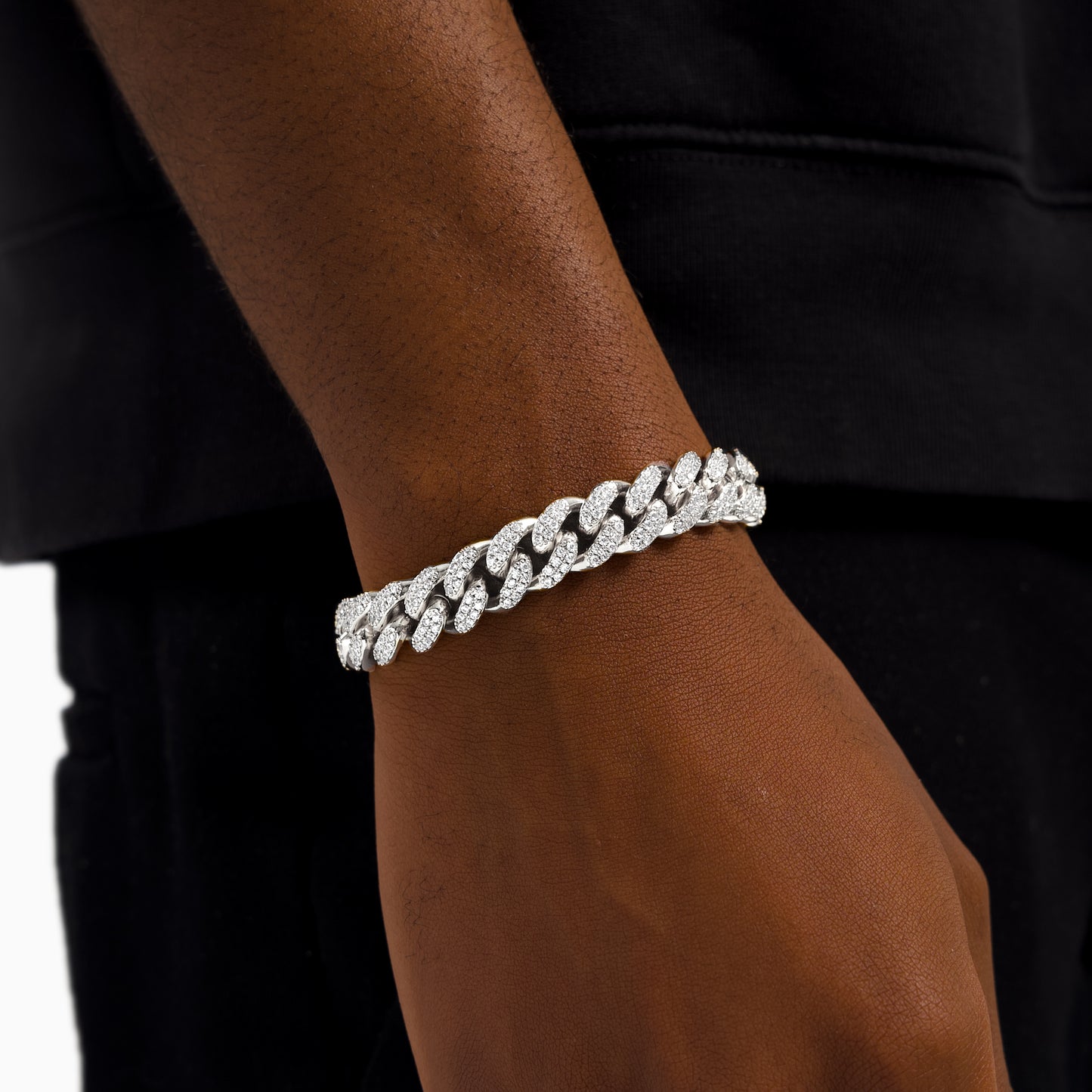 Iced Cuban link bracelet 12 mm silver