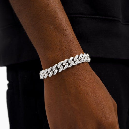 Iced Cuban link bracelet 12 mm silver