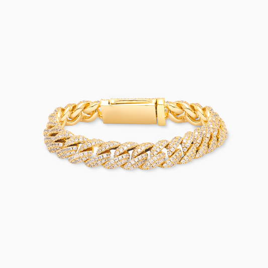 Bracelet Iced Cuban link 10 mm doré