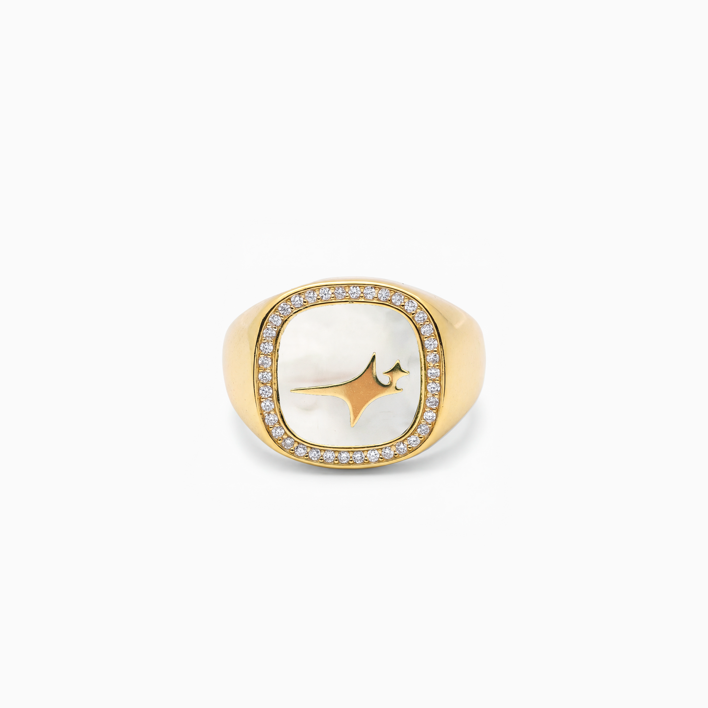 Iced Raw ring Dorée - Motif Blanc