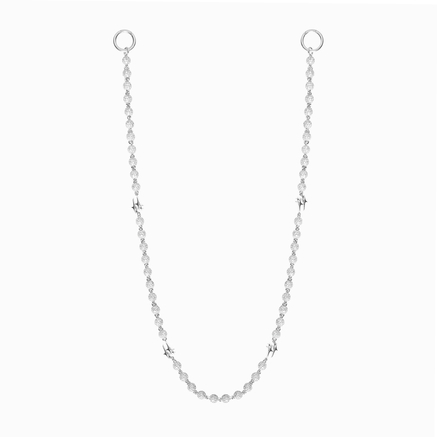 Wallet Chain Iced Bead link Signature Argentée