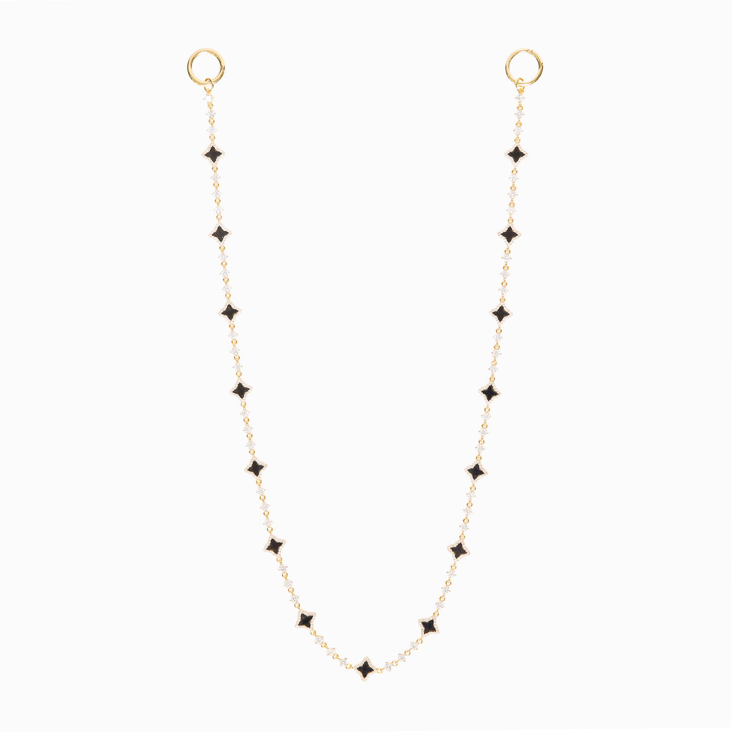 Wallet Chain Flower Tennis Dorée - Motif Noir