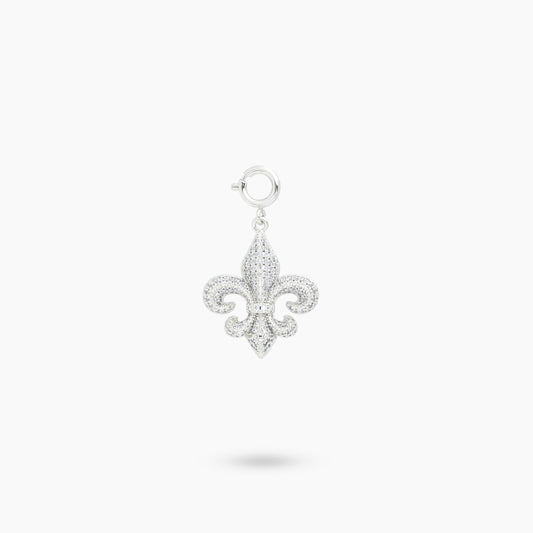 Sleakz Pendant - Iced Fleur de Lys argenté