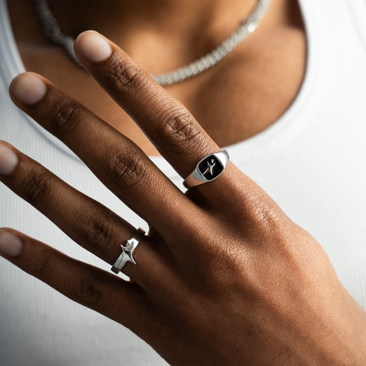 Signature Square signet ring silver