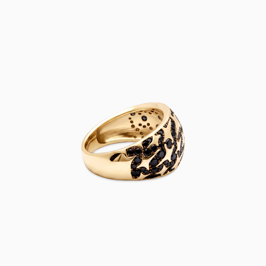 Iced Monogram signet ring - Argent 925 / Dorure Or jaune & Black Moissanite VVS