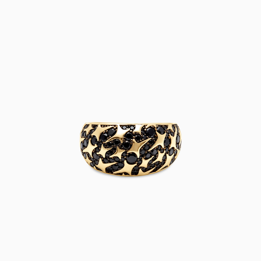 Iced Monogram signet ring - Argent 925 / Dorure Or jaune & Black Moissanite VVS