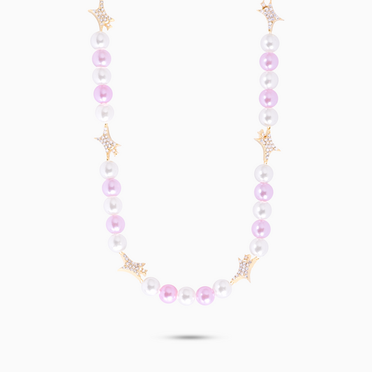 Signature Gold Pearl Chain - White and Pink