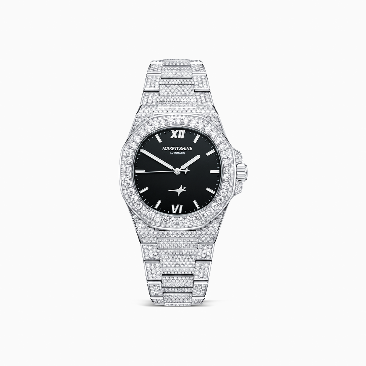 Iced ASON1 - Black Dial & 316L Stainless Steel Bracelet - VVS Moissanite