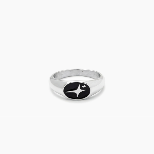 Signature Oval signet ring argentée