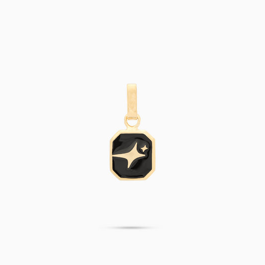 Signature Square Pendant in Gold - Black 