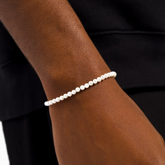 4mm silver Pearl bracelet