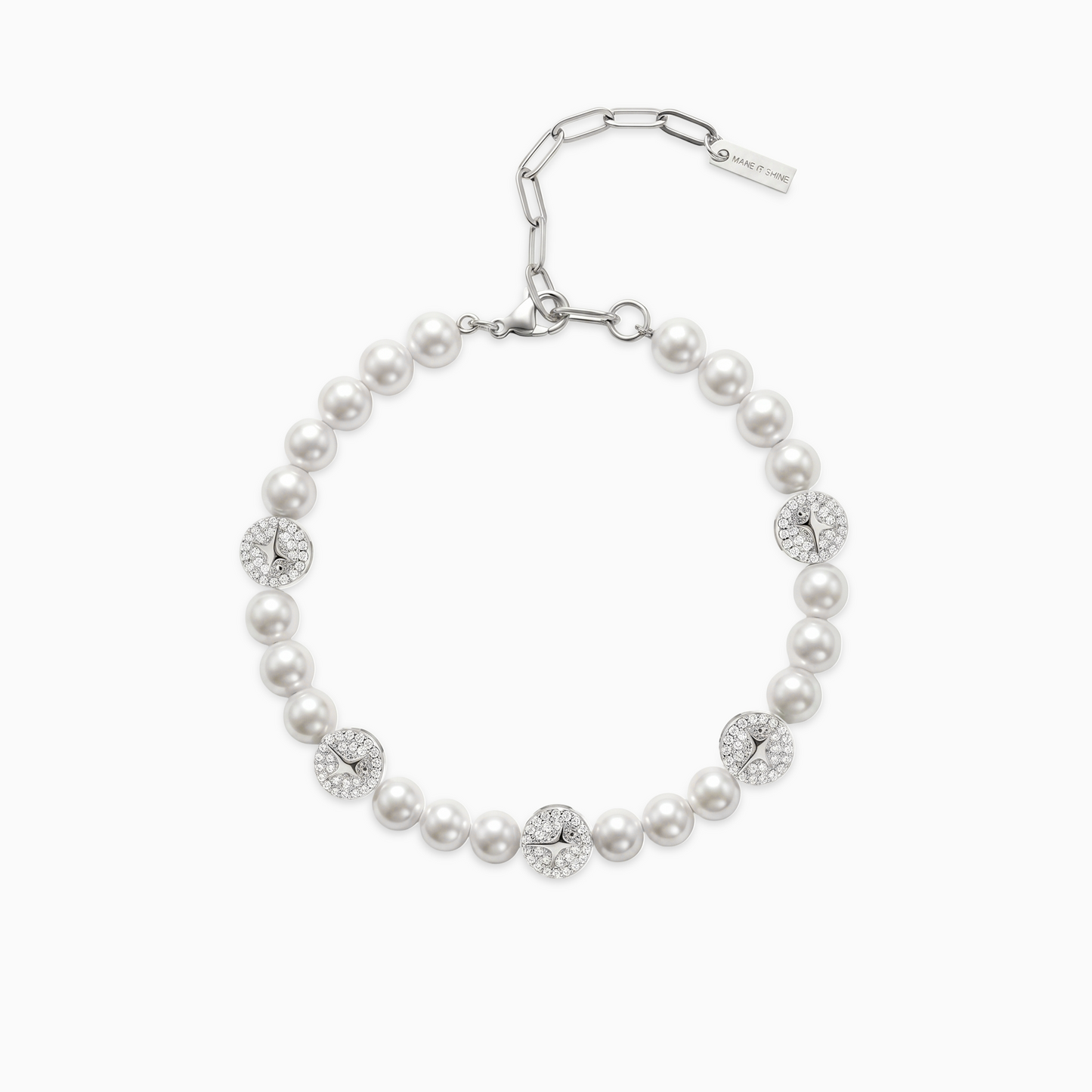 Silver Monogram Pearl Bracelet