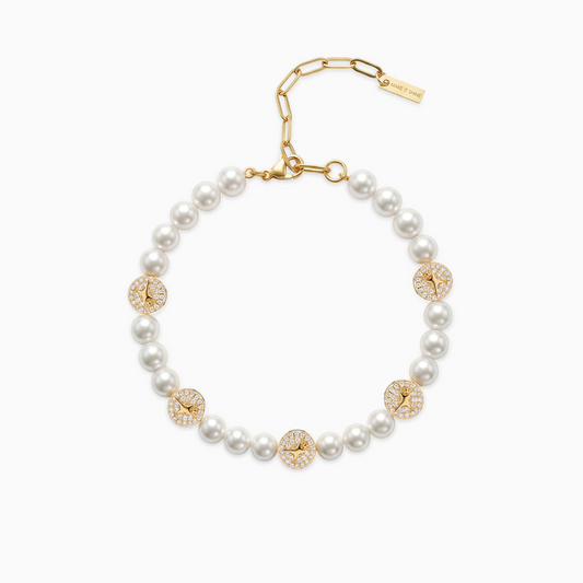 Gold Monogram Pearl Bracelet