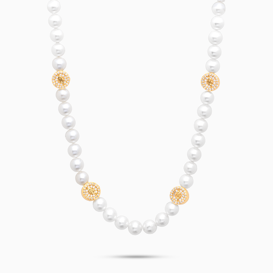 Gold Monogram Pearl Chain