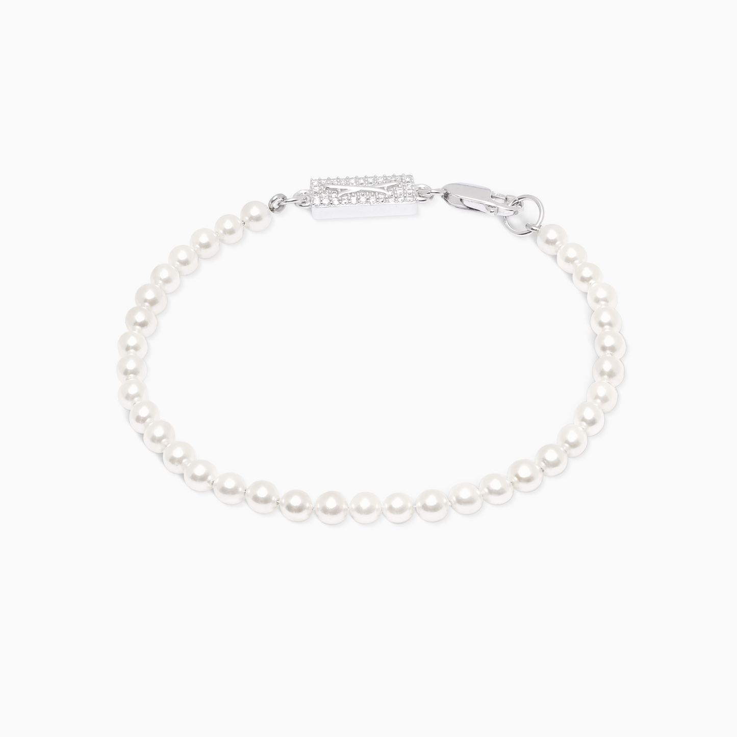 4mm silver Pearl bracelet