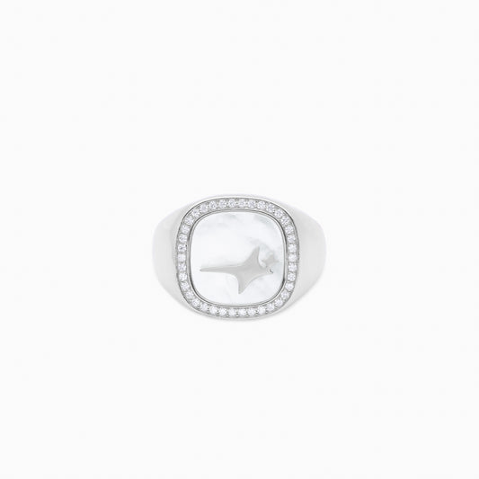 Iced Raw ring Argentée - Motif Blanc