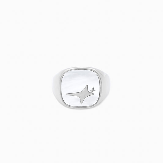 Raw Ring Argentée - Motif Blanc