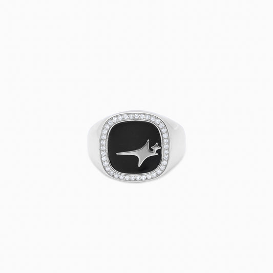 Iced Raw ring Argentée - Motif Noir