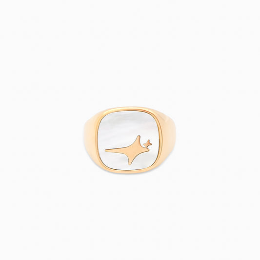 Raw Ring Dorée - Motif Blanc